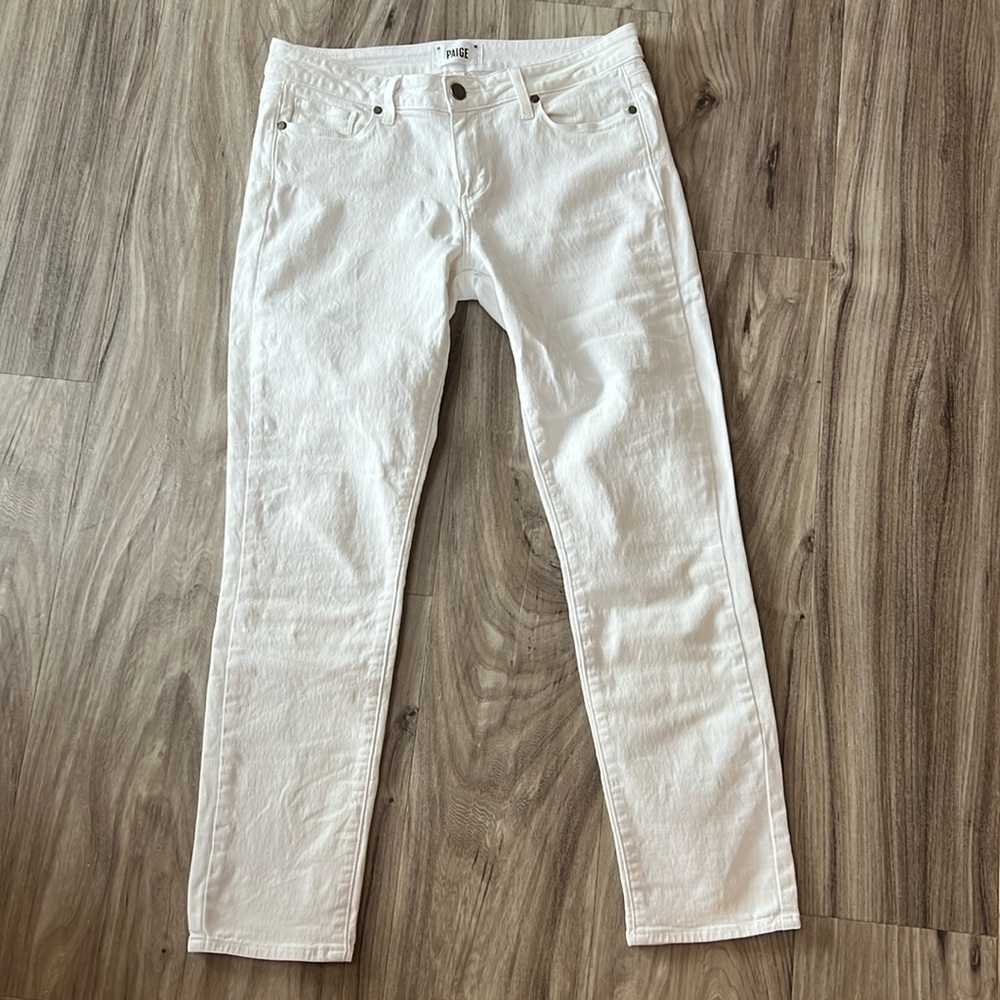 PAIGE Women's White Ankle Cropped Jeans